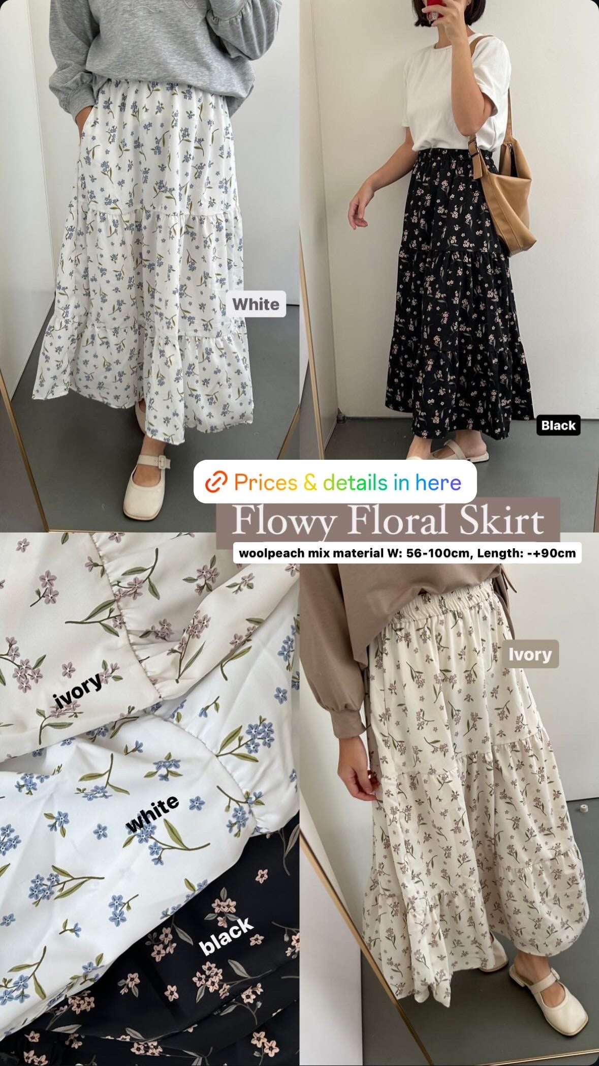 [INSTOCK] Sonya Floral Skirt - 3 Colours