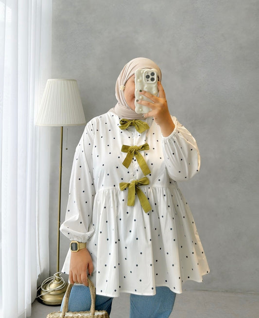 [INSTOCK] Safiya Ribbon Blouse - LAST PIECE