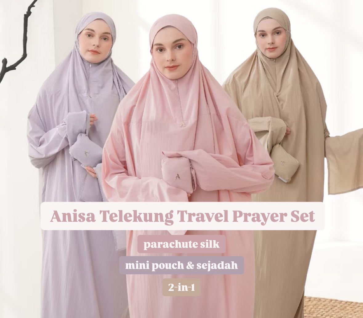 [PO] Anisa Telekung Travel Prayer Set - 10 Colours