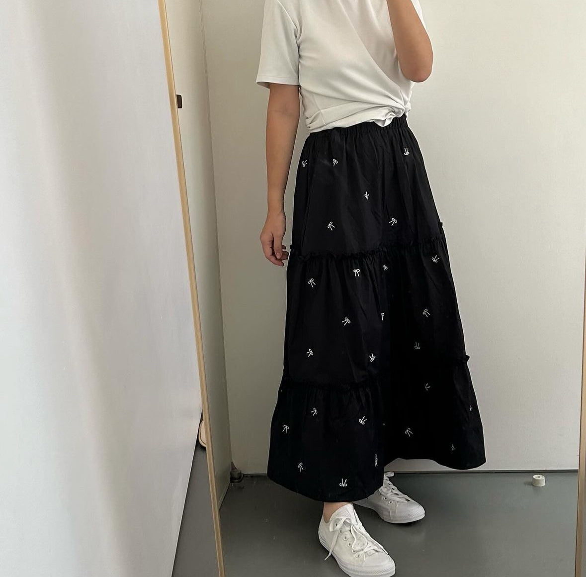 [INSTOCK] Ribbon Ruffle Skirt - Black (Last Piece)