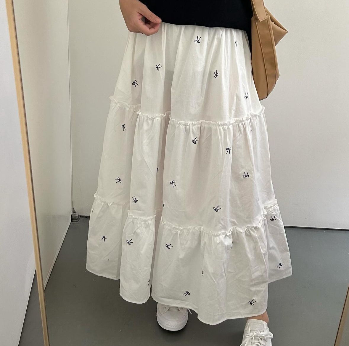 [INSTOCK] Ribbon Ruffle Skirt - Black (Last Piece)