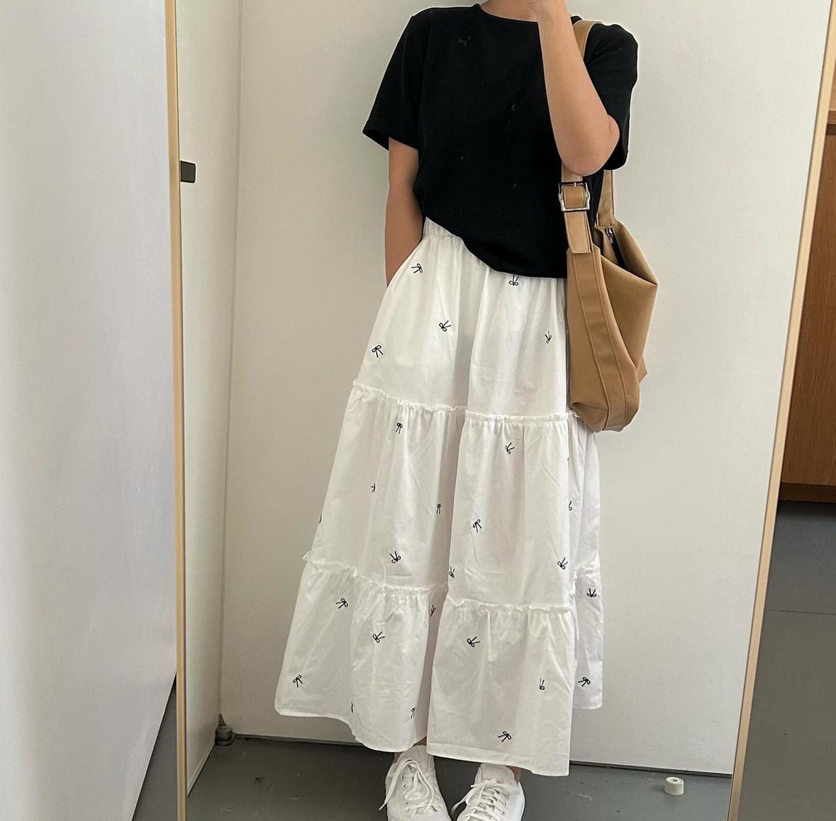 [INSTOCK] Ribbon Ruffle Skirt - Black (Last Piece)