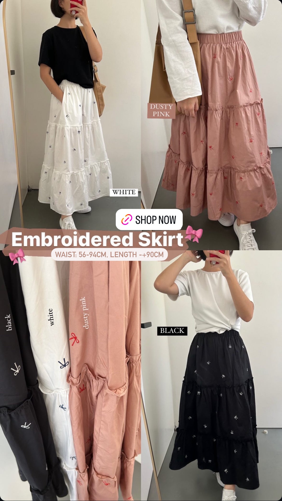 [INSTOCK] Ribbon Ruffle Skirt - Black (Last Piece)